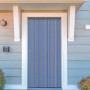 Cortina de cintas exterior para puerta Barcelona transparente azul cristal
